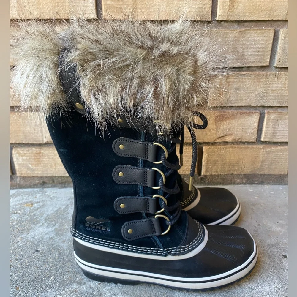 Sorel Joan of Arctic Black Waterproof Winter Boots Faux Fur Women’s 9 NWT